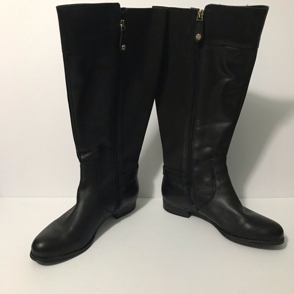 Isaac Mizrahi Live Black Leather Boots style Toby in 7.5 wide and wide calf. - Picture 3 of 13